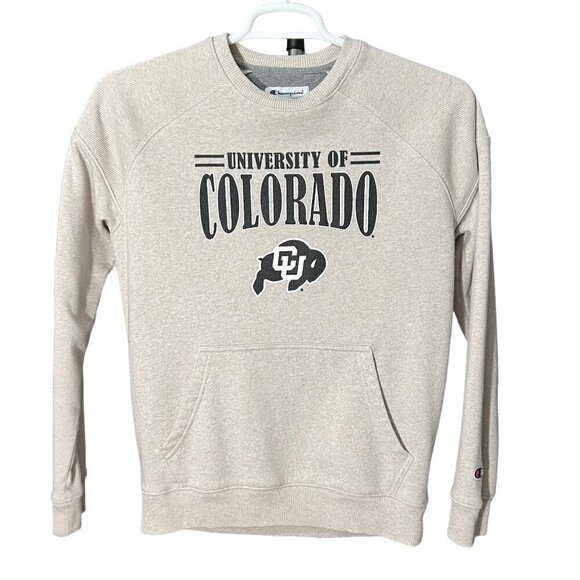 University of Colorado Logo Graphic Champion Sweatshirt Grey w Pocket Sz S - Picture 1 of 6